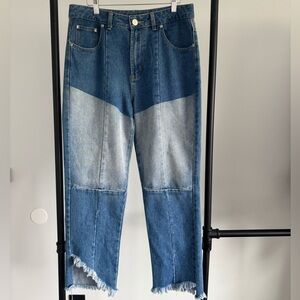 NASTY GAL Two-Tone Barrel Jeans